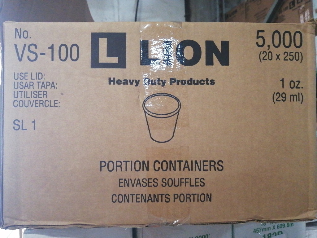 CUP, 1 oz, Plastic, Translucent, Food, Lion, 125 ct