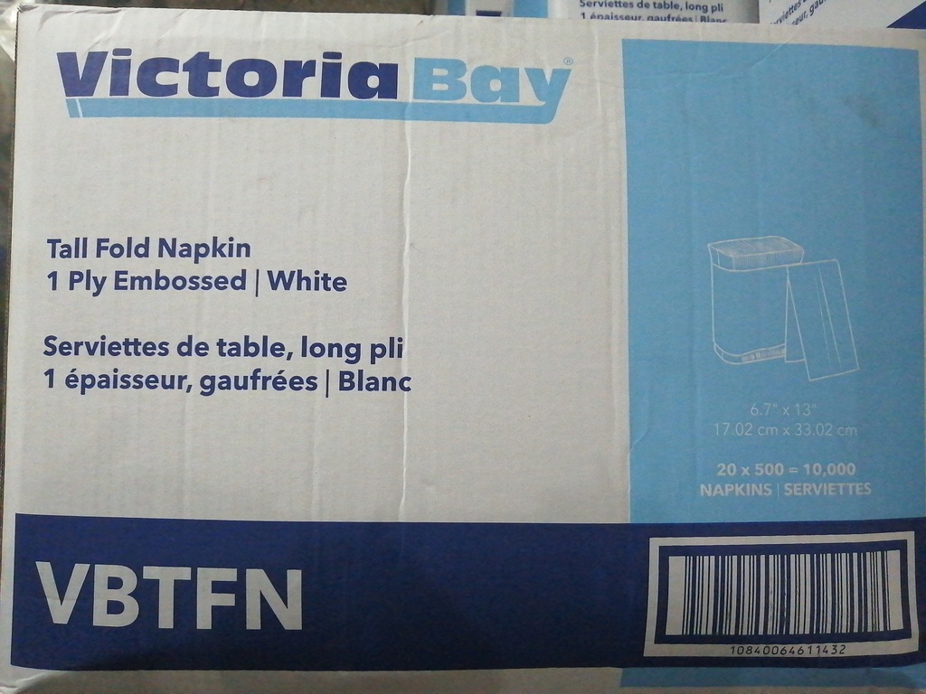 NAPKIN, Dispenser, Tall Fold, White, 1Ply, Victoria Bay, 10000 ct/-cs