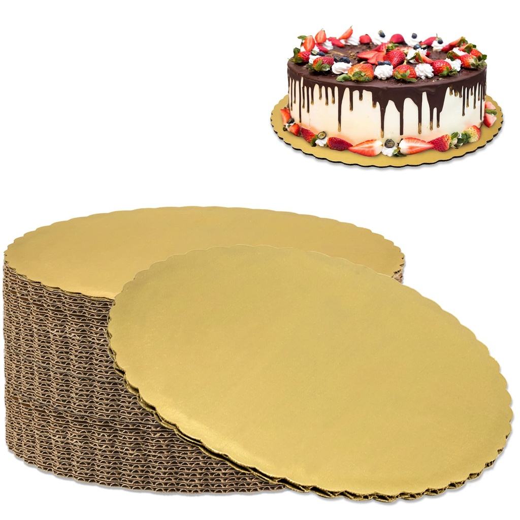 CAKE BOARD, Gold, Corrugated, Circle, 12", 100 ct /-cs
