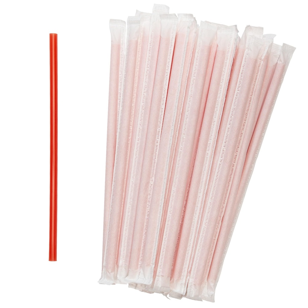 STRAW, 10.25", Plastic, Red, Wrapped, Giant, 450 ct