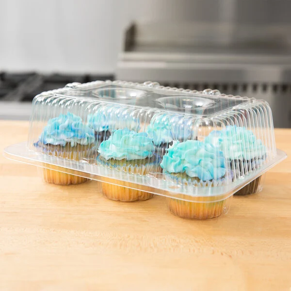 TO GO, Cont., 12.38 x 10 x 3.7, Plastic, Clear, Cupcake, IP412, Hi dome Hinged, Innopak100 ct /-cs