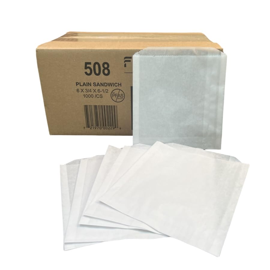 BAG, Paper, White, 508-8, Plain Sandwich , 6.75"x 6.5", Kraft, 1000 ct /-cs