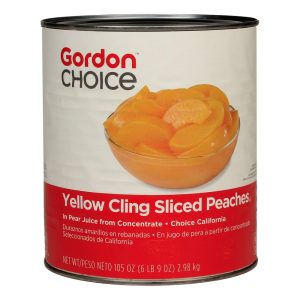 PEACHES, Sliced, Yellow, Cling, Pear Juice, Gordon Choice, 104 oz  