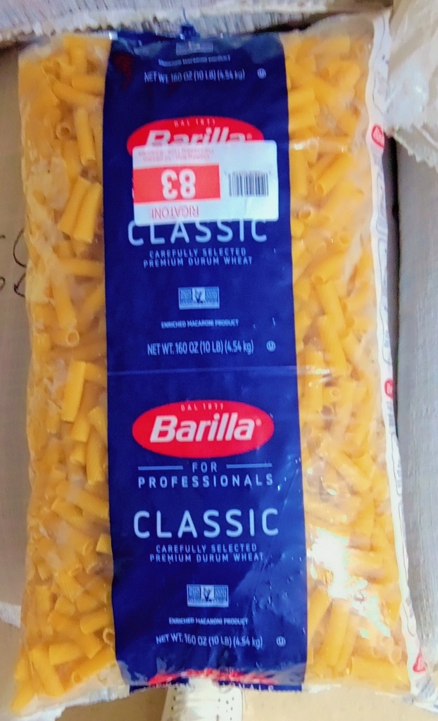 PASTA, Rigatoni, Barilla, 10 lbs