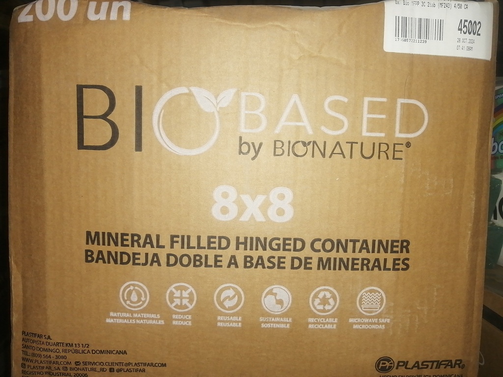 TO GO, 3 Comp, 8", Champware, Clamshell, AFD/Bionature 200 ct /-cs 