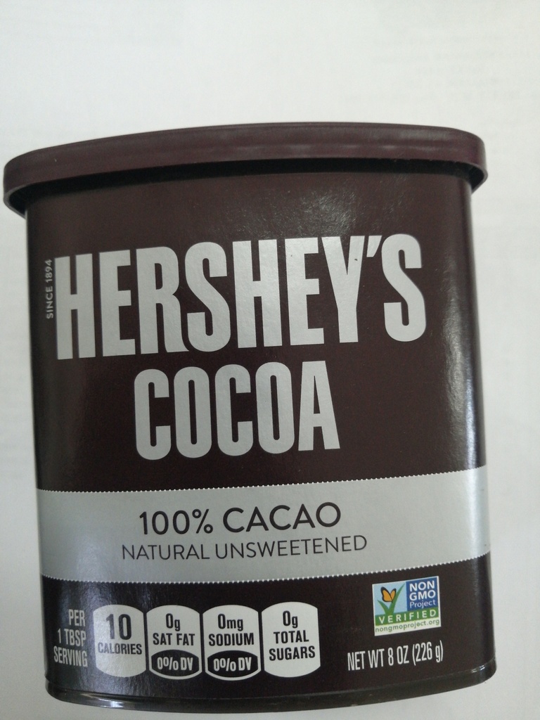 COCOA, Powder, Natural, Unsweetened, Hershey's, 12-8 oz  