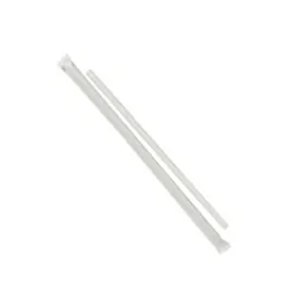 STRAW, 7.75", Plastic, White, Translucent Wrapped,  Vic Bay, 500 ct 