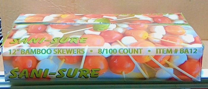 SKEWERS, Bamboo, 12", Sani-Sure, 8-100 ct