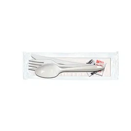 CUTLERY KIT, White, 4 Pieces ( F,K,S,N, ) Plastifar 500 ct  