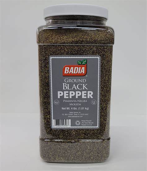 BLACK PEPPER, Ground, Badia, 4-4 lb 