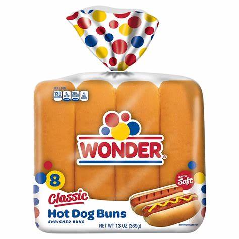 BUNS, Hot Dog, Wonder Classic, 12 ct