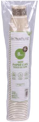 CUP, 8 oz, Paper, Hot, Drink, Bionature, 10-100 ct 