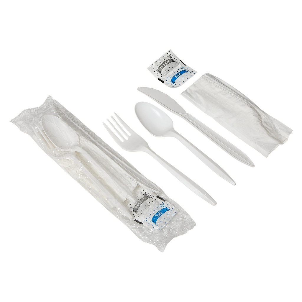 CUTLERY KIT, White, 6 Pieces (Med Weight) Victoria Bay 250 ct 