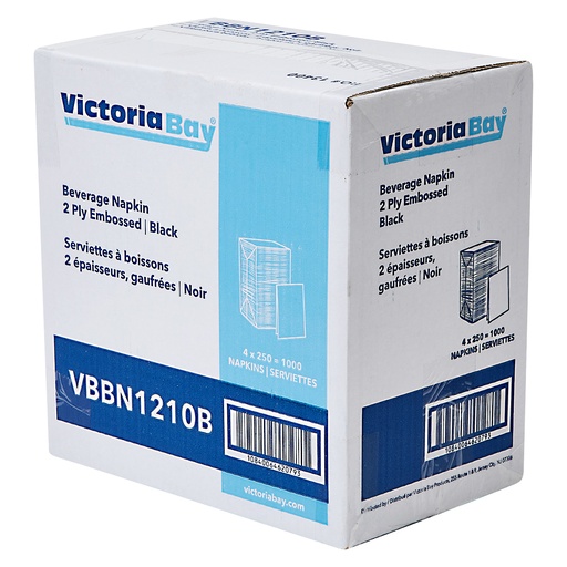 [9566-US] NAPKIN, Beverage, Black, 2Ply, Victoria Bay, 1000 ct/-cs