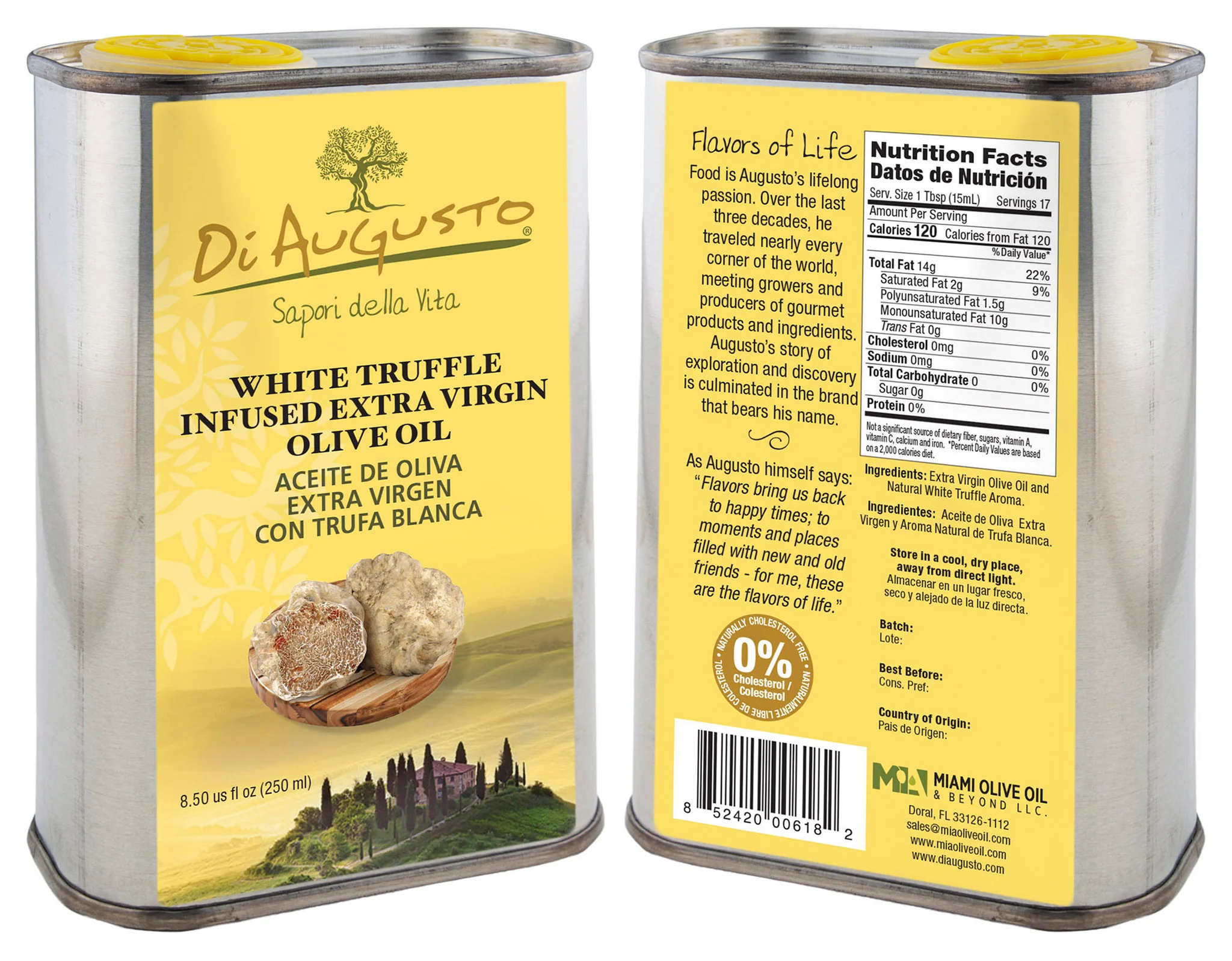 [7117-US] OIL, Olive, White, Infused Extra Virgin, Truffle, Di Augusto, 12-8.50 oz