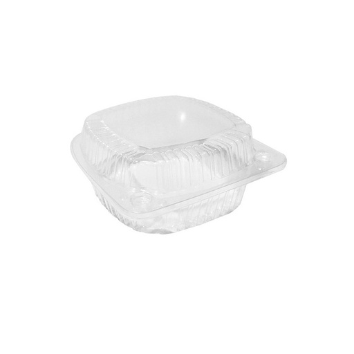 [9346-DR] TO GO, Cont., PC-53, 5 x 5, Plastic, Clear, Bandeja, Hinged-Lid, Plastifar, 500 ct /-cs