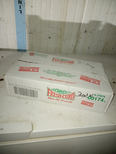 [3024-US] MOZZARELLA, Cheese, Whole Milk, Curb Fresh, Grand Brand, 20 lb