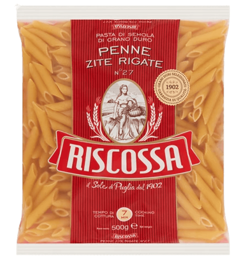 [6134-DR] PASTA, Penne Rigate, #27, Zite, Riscossa, 500 g 
