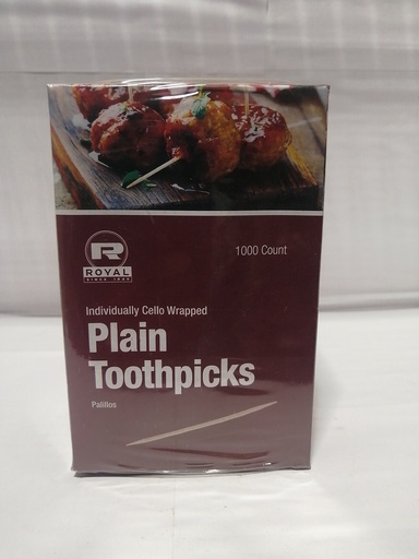 [999932-US] TOOTH PICKS, Round, Wood, wrapped, 2.5", Royal, 1000 ct 