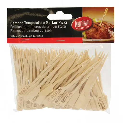 [9663-US] BAMBOO MEAT, Picks, Wood, 3 1/2'' / 8.9 cm, Table Craft, 100 ct