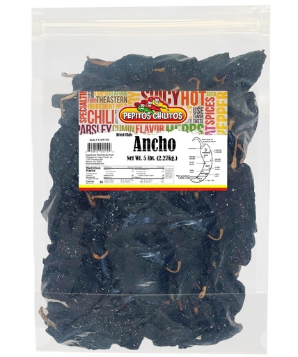 [8455-US] ANCHO CHILI, Dried, Pepitos Chilitos, 5 lb