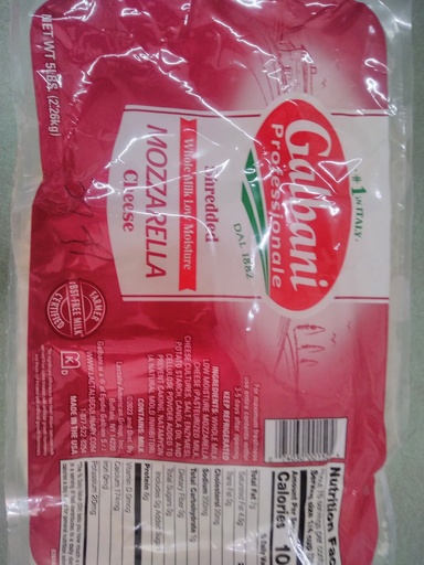 [3179-LC] MOZZARELLA, Cheese, Shredded, Sorrento Galbani, 6-5 lb  