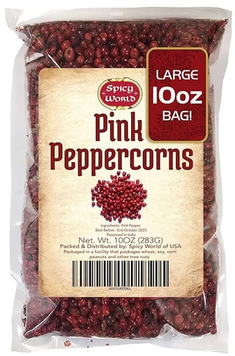 [8174-US] PEPPERCORNS, Pink, Whole, Spice, Spicy World, 10 oz, 
