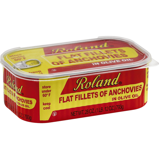 [4515-US] FISH, Anchovies, Flat Fillets, In Olive Oil, Roland, 12-28 oz